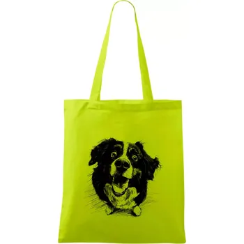 Černobílá karikatura Bernský salašnický pes - Taška bavlněná - 42 x 38 cm ( Limetková )