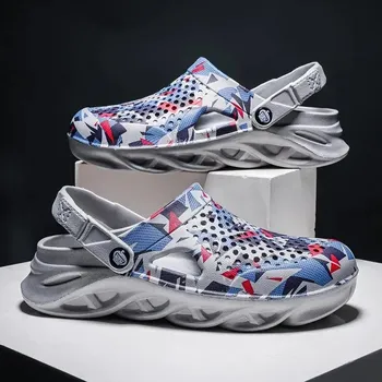 Dámská obuv unisex letní pantofle z EVA s platformou Velikost: 45, Barva (Varianta): 808-blue-red