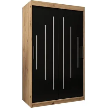Šatní skříň Šatní skříň s posuvnými dveřmi YORK - 120x200cm -Dub Artisan-Černá-