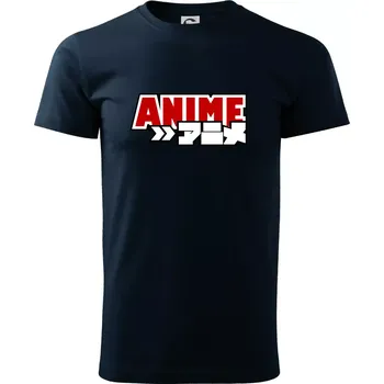 Pánské tričko Anime nápis červený - Triko extra velké (5-8XL) - 8XL ( Námořní modrá (velmi tmavá - téměř černá) )