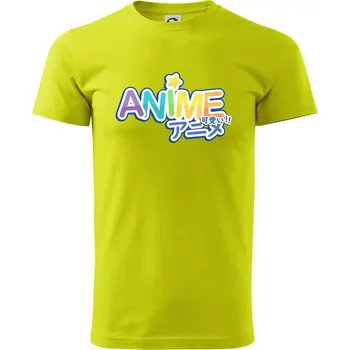Anime nápis duhový - Klasické pánské triko vyšší gramáže - M ( Limetková )