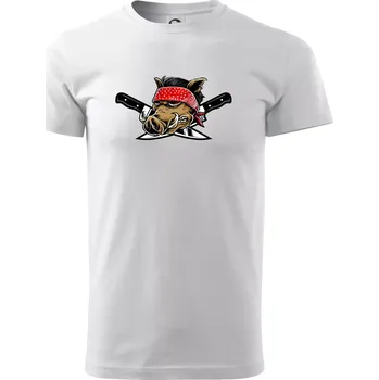 Pánské tričko Divočák nože - Triko extra velké (5-8XL) - 6XL ( Bílá )