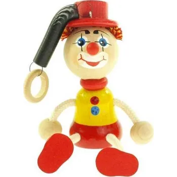 Dřevěná hračka Česká dřevěná hračka Klaun s kloboukem na pružině
