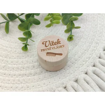 Dekorace do dětského pokoje Dřevěná krabička na první vlásky se jménem - D-decor