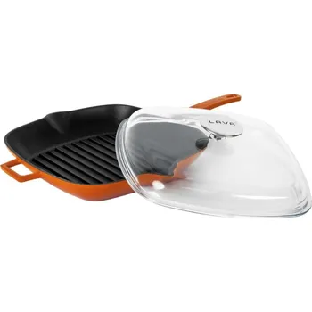 Pánev LAVA Metal Grilovací litinová pánev s víkem, oranžová, 28 × 28 cm