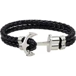 Kožený náramek Gaira Anchor 3 - černý-stříbrný