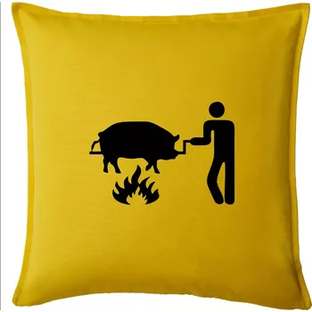 Polštář Grilování - Prase - Polštář 50x50 - 50x50 - Pouze potah ( Žlutá )