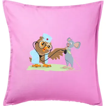 Polštář Sova veterinář - Polštář 50x50 - 50x50 - Pouze potah ( Růžová )