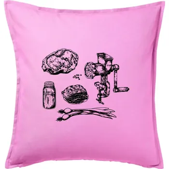 Polštář Maso a mlýnek - Polštář 50x50 - 50x50 - Pouze potah ( Růžová )