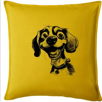 Polštář Černobílá karikatura bígl - Polštář 50x50 - 50x50 - Pouze potah ( Žlutá )