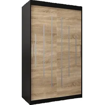 Šatní skříň Šatní skříň s posuvnými dveřmi YORK - 120x200cm -Černá-Dub Sonoma-