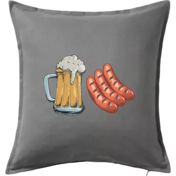 Polštář Pivo a klobása - Polštář 50x50 - 50x50 - Včetně výplně ( Tmavě šedý melír )