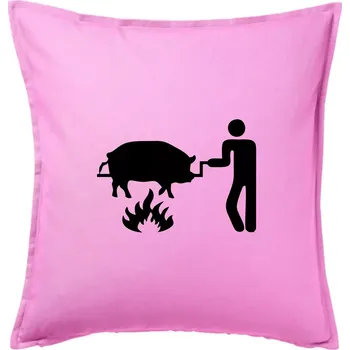 Polštář Grilování - Prase - Polštář 50x50 - 50x50 - Pouze potah ( Růžová )
