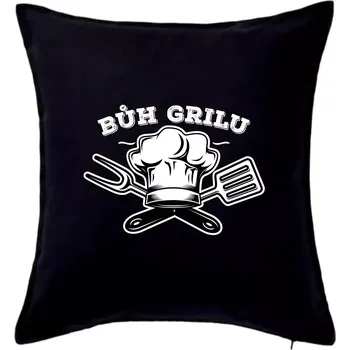 Polštář Bůh grilu - Polštář 50x50 - 50x50 - Pouze potah ( Černá )