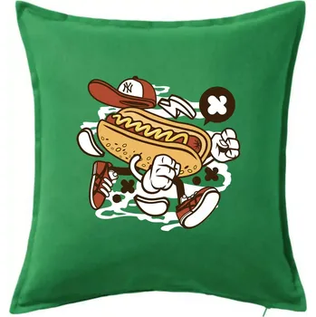 Polštář Hotdogátor - Polštář 50x50 - 50x50 - Včetně výplně ( Středně zelená )