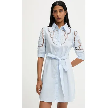 Dámské šaty Bavlněné šaty Answear.LAB modrá barva, mini v3415.short.flk 55X, vel. M