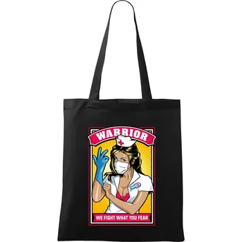 Nákupní taška Corona Nurse warrior - Taška bavlněná - 42 x 38 cm ( Černá )