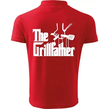 Pánská košile The Grillfather - Polokošile pánská Pique Polo 203 - 5XL ( Červená )