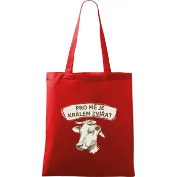 Nákupní taška Pro mě je králem zvířat kráva - Taška bavlněná - 42 x 38 cm ( Červená )