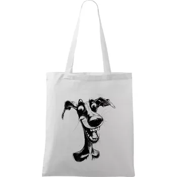 Černobílá karikatura chrt - Taška bavlněná - 42 x 38 cm ( Bílá )