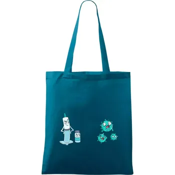 Očkování a virus - Taška bavlněná - 42 x 38 cm ( Petrolejová )