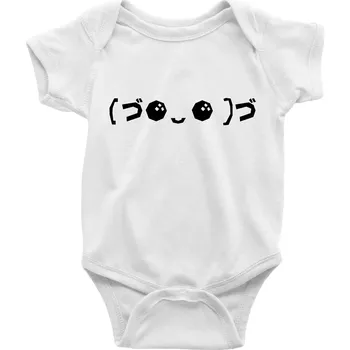 Kojenecký body Veselý kaomoji - Body kojenecké s krátkým rukávem - Krátký r. 12-18 měs ( Bílá )