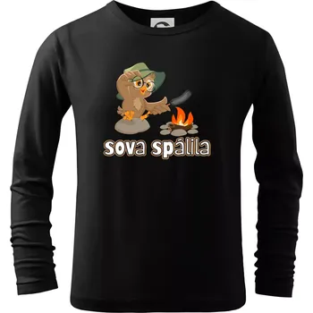 Chlapecké tričko Sova spálila - Triko dětské Long Sleeve - 122 cm/6 let ( Černá )