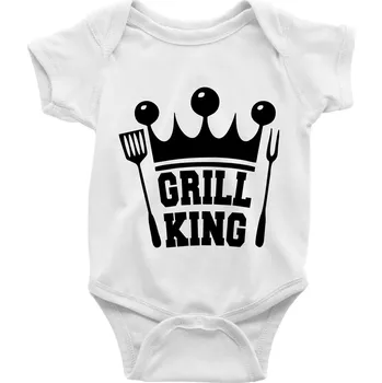 Kojenecký body Grilování - Grill King - Body kojenecké s krátkým rukávem - Krátký r. do 3 měs ( Bílá )