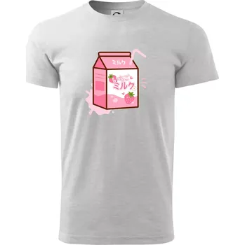 Jahodové mléko - Triko extra velké (5-8XL) - 8XL ( Světlešedý Melír )