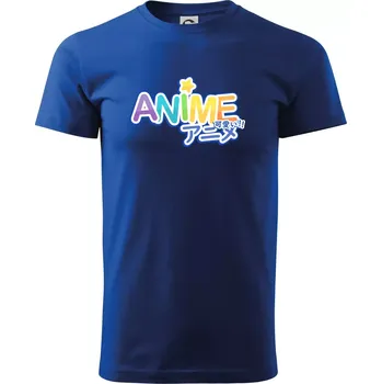 Pánské tričko Anime nápis duhový - Triko extra velké (5-8XL) - 6XL ( Královská modrá )