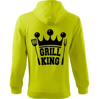 Pánská mikina Grilování - Grill King - Mikina s kapucí na zip trendy zipper - 3XL ( Limetková )