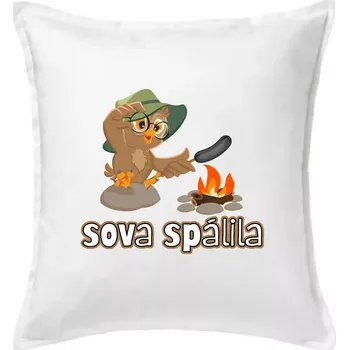 Polštář Sova spálila - Polštář 50x50 - 50x50 - Pouze potah ( Bílá )