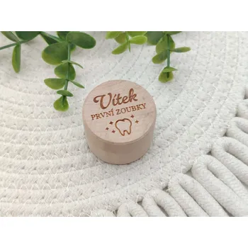 Dekorace do dětského pokoje Dřevěná krabička na první zoubky se jménem - D-decor