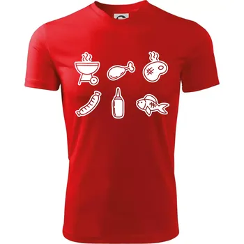 Chlapecké oblečení Grilovací ikony - Dětské triko sportovní (dresovina) - 146 cm/10 let ( Červená )