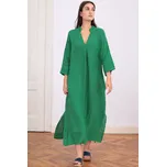 Glara Maxi lněné šaty s rozparky a kapsami 1125140