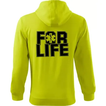 Pánská mikina For Life - Mikina s kapucí na zip trendy zipper - M ( Limetková )
