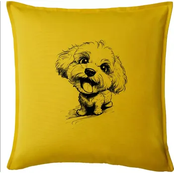 Polštář Černobílá karikatura Bišonek - Polštář 50x50 - 50x50 - Pouze potah ( Žlutá )