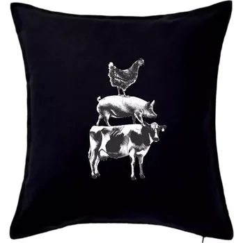 Polštář Slípka prase kravka - Polštář 50x50 - 50x50 - Pouze potah ( Černá )