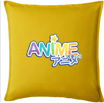 Polštář Anime nápis duhový - Polštář 50x50 - 50x50 - Včetně výplně ( Žlutá )