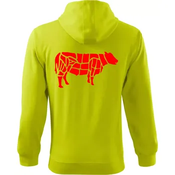 Pánská mikina Grilování - Grill Chef - Kráva - Mikina s kapucí na zip trendy zipper - L ( Limetková )