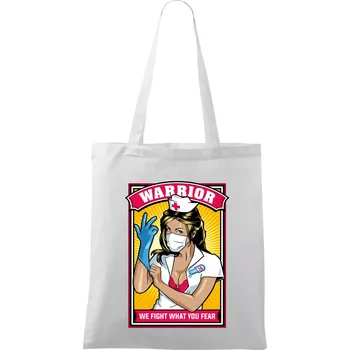 Corona Nurse warrior - Taška bavlněná - 42 x 38 cm ( Bílá )