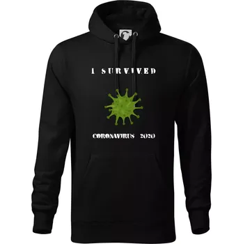 Pánská mikina I Survived coronavirus 2020 - Mikina pánská Cape s kapucí - 4XL ( Černá )