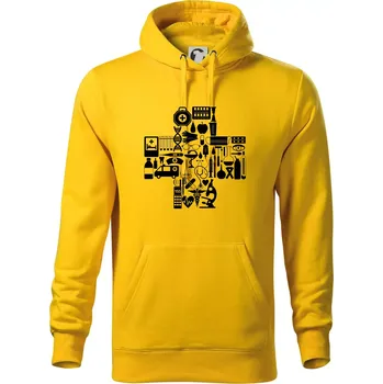 Pánská mikina Zdravotní kříž věci - Mikina pánská Cape s kapucí - 2XL ( Žlutá )