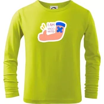 Chlapecké oblečení I am vaccinated - Triko dětské Long Sleeve - 134 cm/8 let ( Limetková )