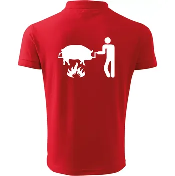 Pánská košile Grilování - Prase - Polokošile pánská Pique Polo 203 - XL ( Červená )