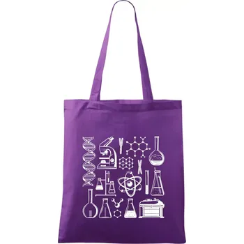 Laboratoř - ikony - Taška bavlněná - 42 x 38 cm ( Fialová )