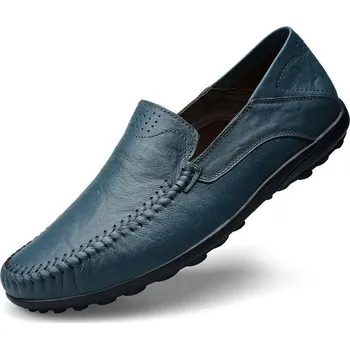 Pánské mokasíny Pánské kožené mokasíny s měkkou podrážkou Velikost: 44, Barva (Varianta): Modrá