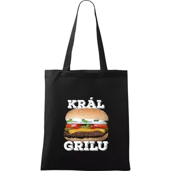 Nákupní taška Král grilu HAMBURGER - Taška bavlněná - 42 x 38 cm ( Černá )