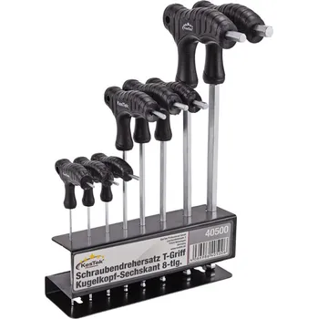 Šroubovák KesTek Šroubováky inbus s T-rukojetí a kulovou hlavou, 8-dílná sada