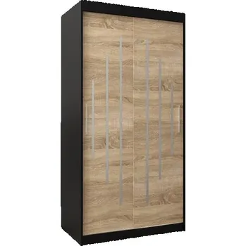 Šatní skříň Šatní skříň s posuvnými dveřmi YORK - 100x200cm -Černá-Dub Sonoma-